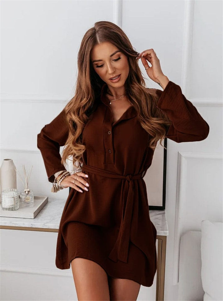 Women's Button Lace-up Solid Color Dress BENNYS 