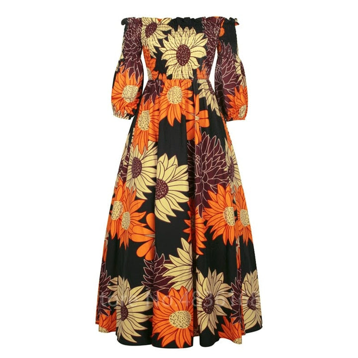 Women's Casual Sexy Slash-neck Lady Maxi Dress BENNYS 