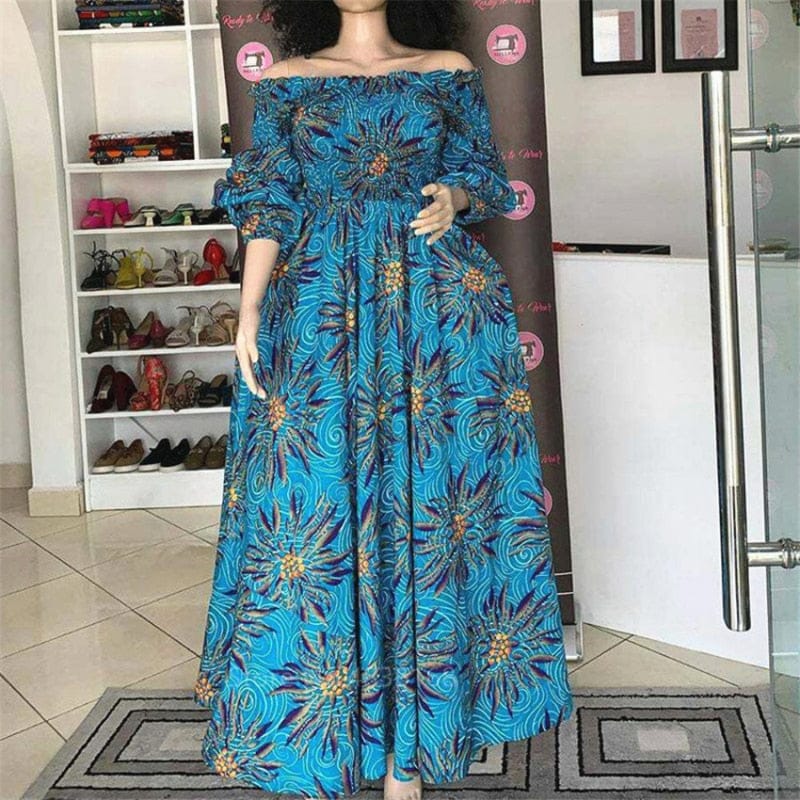 Women's Casual Sexy Slash-neck Lady Maxi Dress BENNYS 