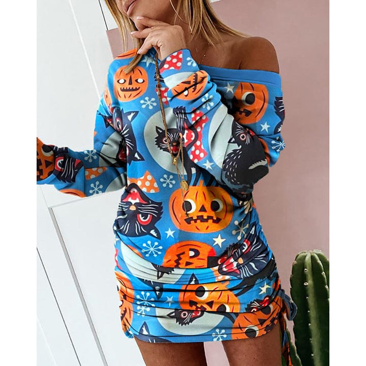 Women's Color-clash Print Irregular Long-sleeved Dress BENNYS 