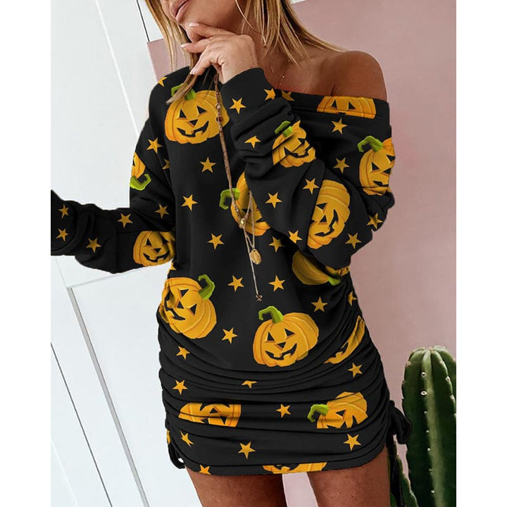 Women's Color-clash Print Irregular Long-sleeved Dress BENNYS 