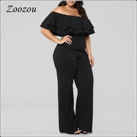 Women's Elegant Double Ruffle Off The Shoulder Jumpsuits Plus Size BENNYS 