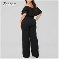 Women's Elegant Double Ruffle Off The Shoulder Jumpsuits Plus Size BENNYS 