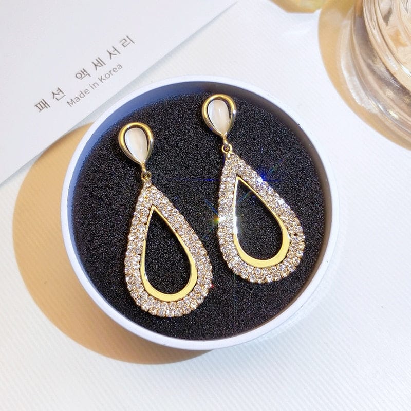 Women's Exquisite Luxury Shiny Crystals Stud Hoop Earrings BENNYS 