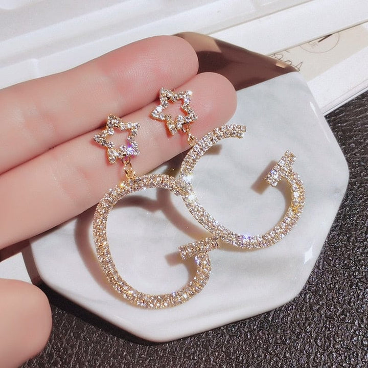 Women's Exquisite Luxury Shiny Crystals Stud Hoop Earrings BENNYS 