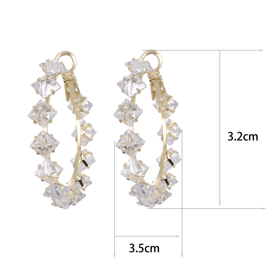 Women's Exquisite Luxury Shiny Crystals Stud Hoop Earrings BENNYS 