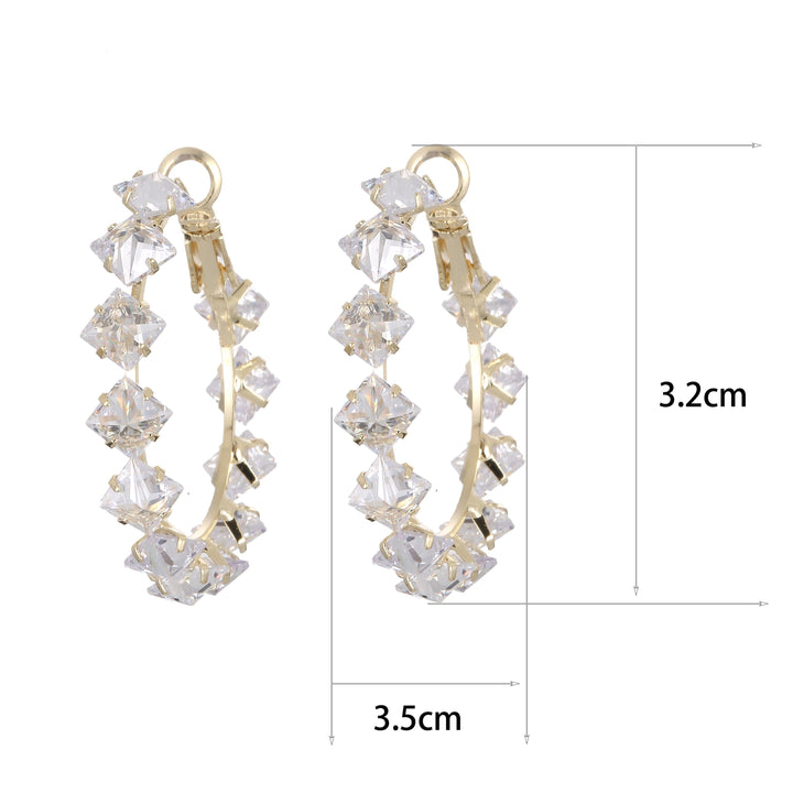 Women's Exquisite Luxury Shiny Crystals Stud Hoop Earrings BENNYS 