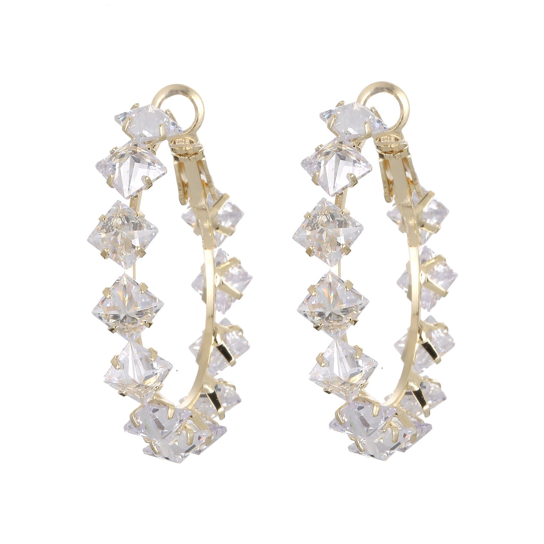 Women's Exquisite Luxury Shiny Crystals Stud Hoop Earrings BENNYS 