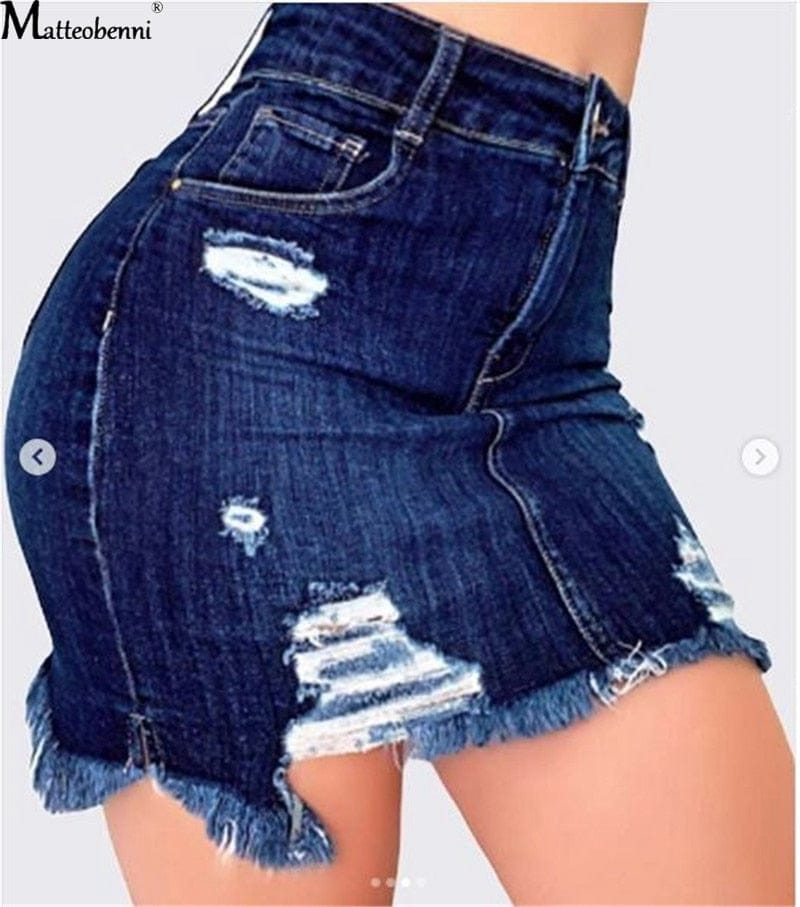 Ripped sales jean skirt