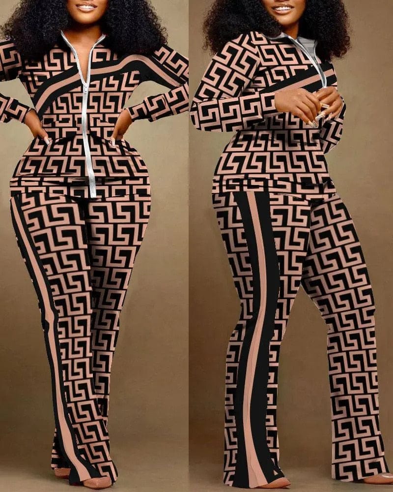 Women's Fashion Print Two Piece Set Women Casual Sports Style BENNYS 