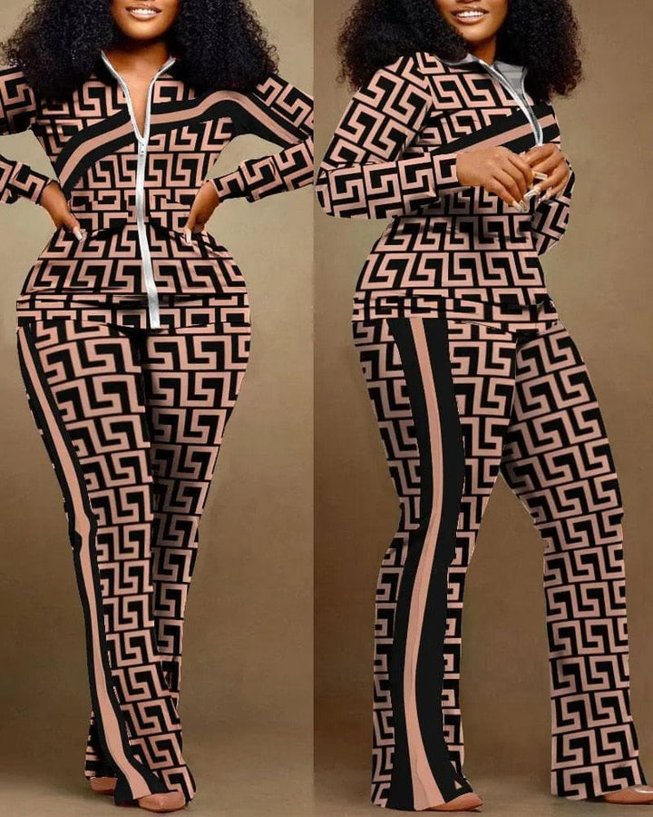 Women's Fashion Print Two Piece Set Women Casual Sports Style BENNYS 