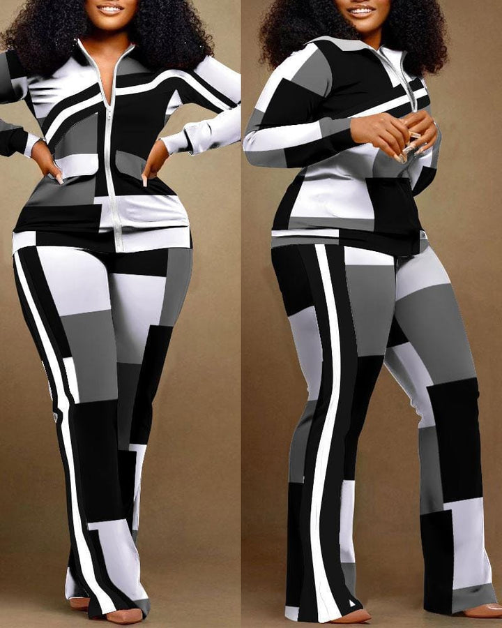 Women's Fashion Print Two Piece Set Women Casual Sports Style BENNYS 