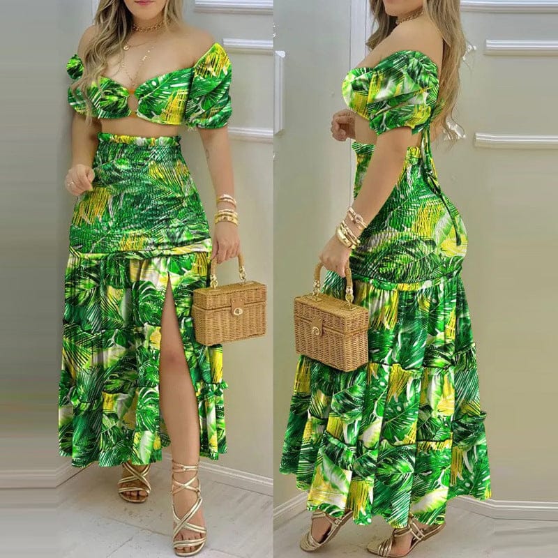 Women's Fashion Printed Split Skirt Two Piece Set BENNYS 