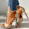 Women's High Heels Printed  Pumps Peep Toe Sandals BENNYS 