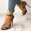 Women's High Heels Printed  Pumps Peep Toe Sandals BENNYS 