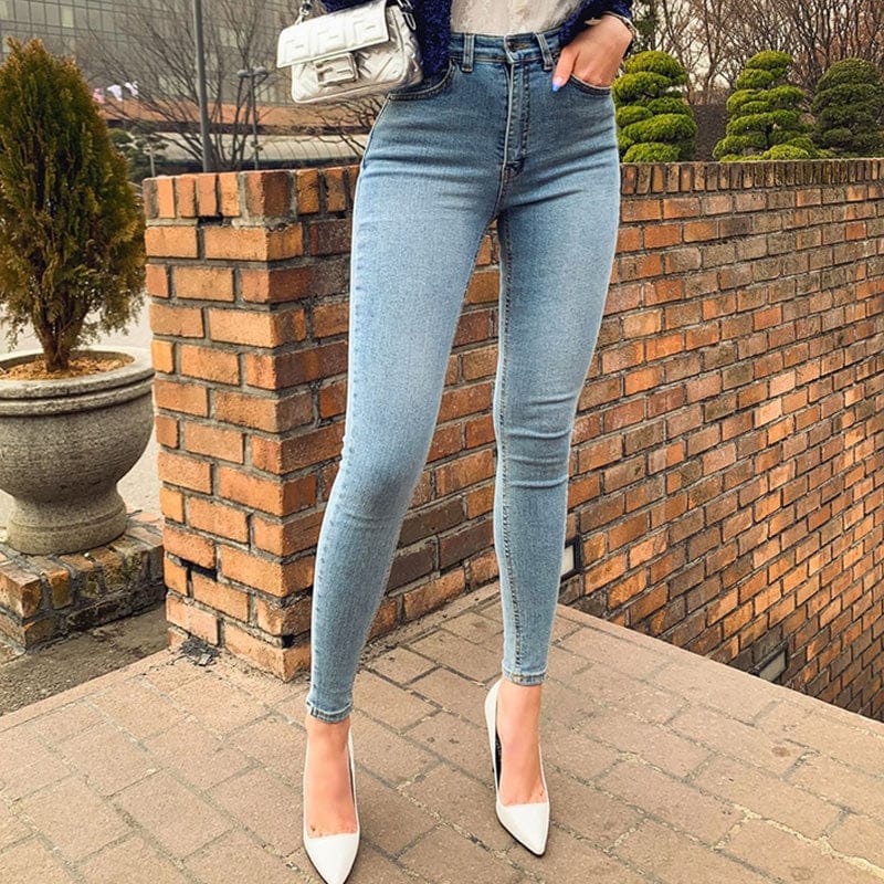 UNSERE Womens High Waist Solid Color Denim Pants Fashion Trend