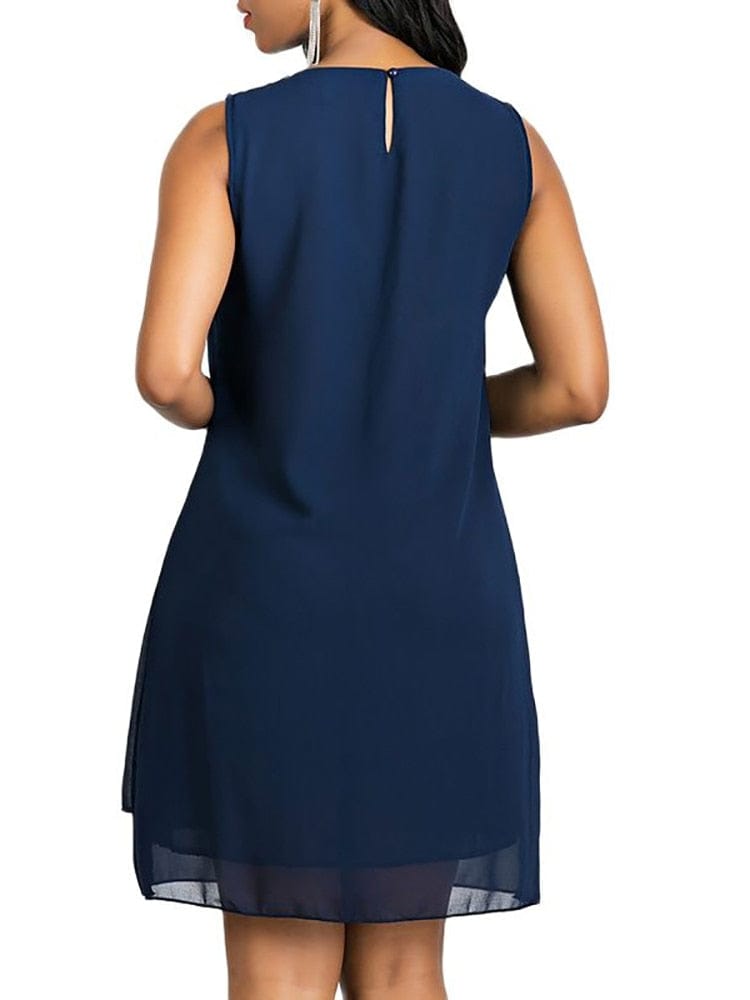 Women's Knee Length Dress Sleeveless Solid Color Layered Spring BENNYS 