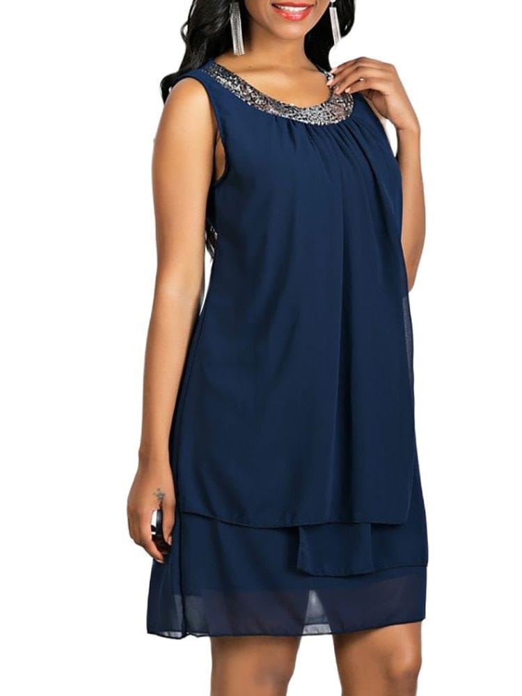 Women's Knee Length Dress Sleeveless Solid Color Layered Spring BENNYS 