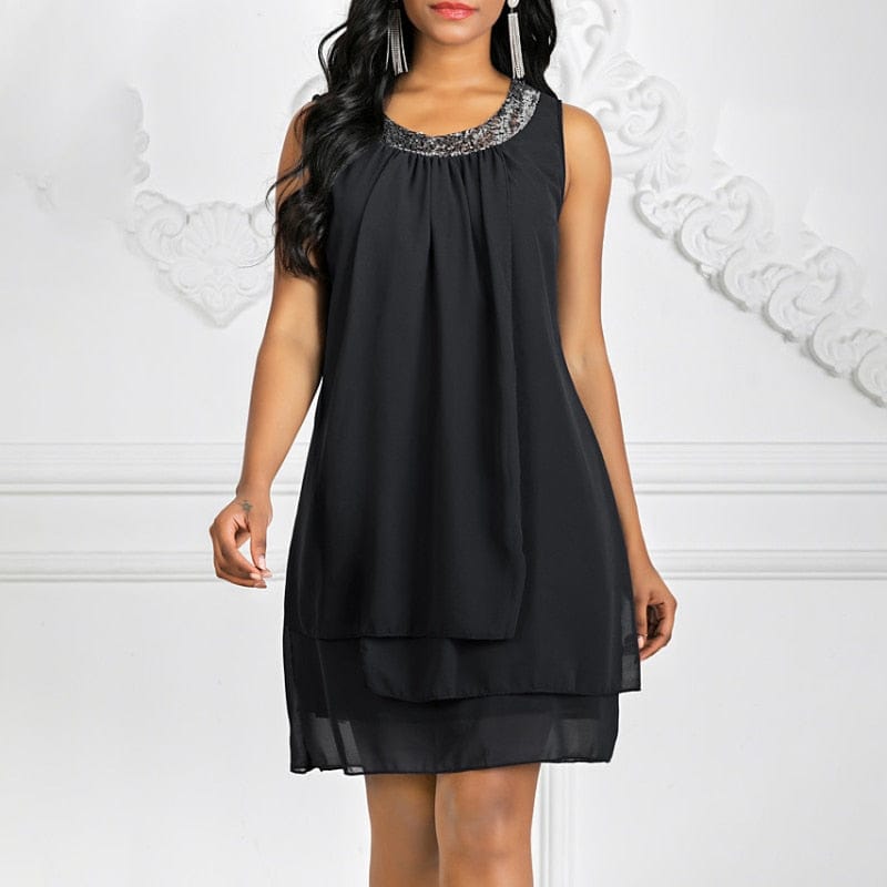 Women's Knee Length Dress Sleeveless Solid Color Layered Spring BENNYS 