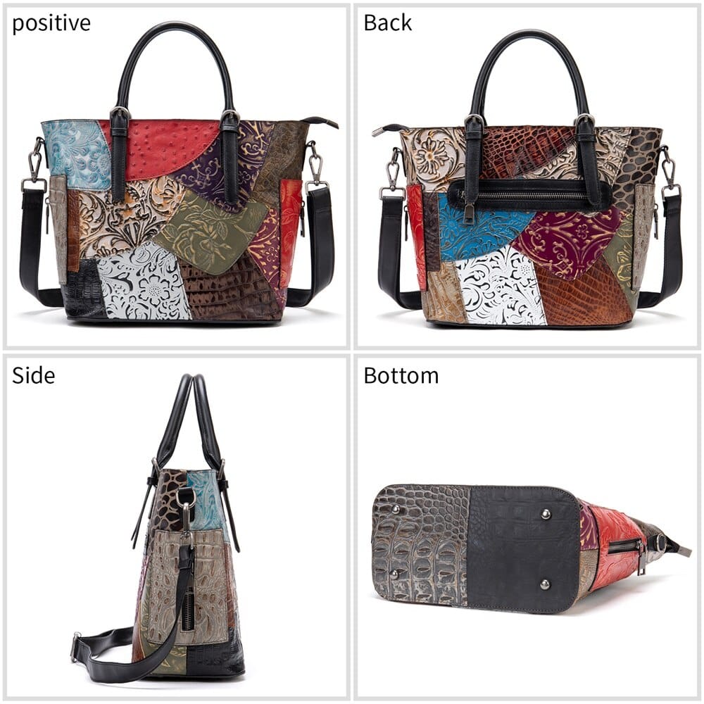 Women's Leather Bags Embroidery Shoulder Handbags BENNYS 