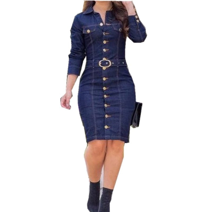 Women's Long Sleeved Casual Denim Dress BENNYS 