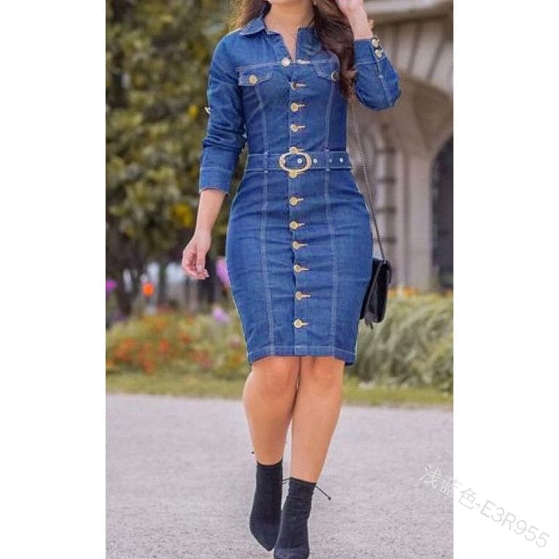 Women's Long Sleeved Casual Denim Dress BENNYS 