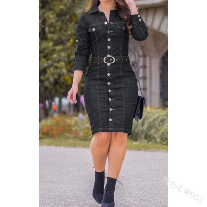 Women's Long Sleeved Casual Denim Dress BENNYS 