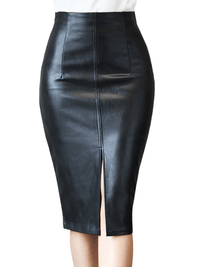 Women's Midi Sexy High Waist Leather Split Skirt BENNYS 