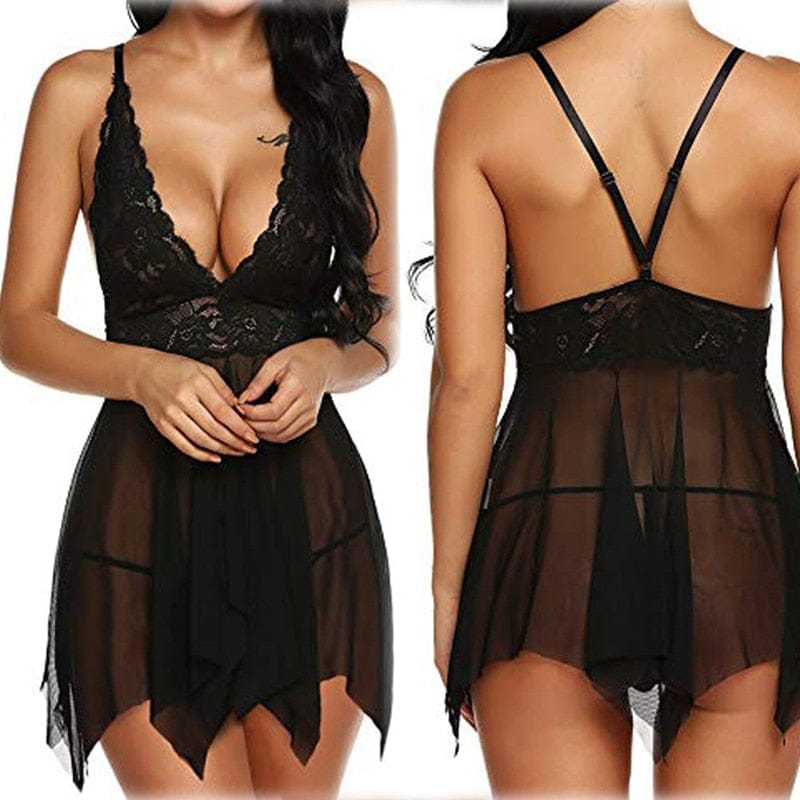 Women s Mini Nightie Lingerie Sexy Lace see through Night Dress