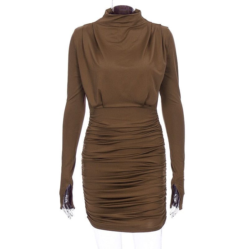 Women's New Long Sleeves Pleated Waist Collection Dress BENNYS 