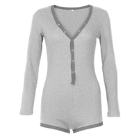 Women's New Sexy Body Lady V Neck Long Sleeve Body-con Cotton Bodysuits BENNYS 