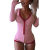 Women's New Sexy Body Lady V Neck Long Sleeve Body-con Cotton Bodysuits BENNYS 