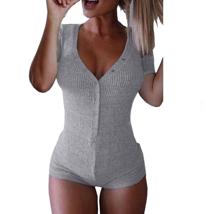 Women's New Sexy Body Lady V Neck Long Sleeve Body-con Cotton Bodysuits BENNYS 