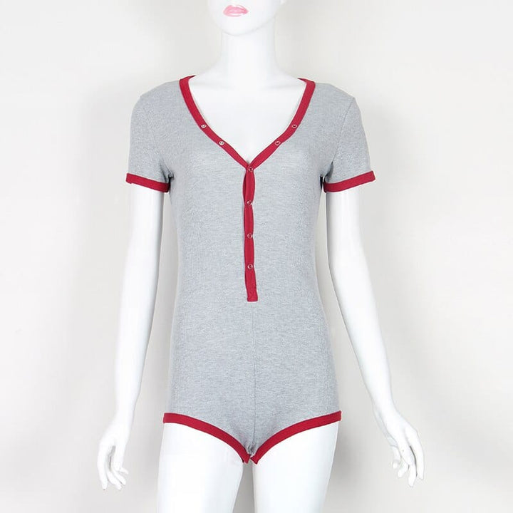 Women's New Sexy Body Lady V Neck Long Sleeve Body-con Cotton Bodysuits BENNYS 