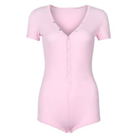 Women's New Sexy Body Lady V Neck Long Sleeve Body-con Cotton Bodysuits BENNYS 