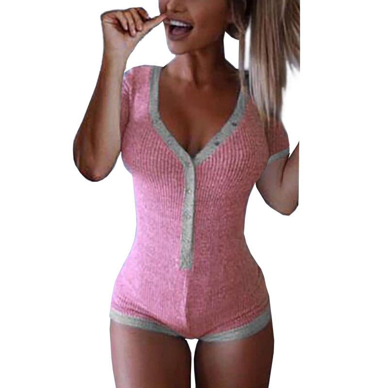 Women's New Sexy Body Lady V Neck Long Sleeve Body-con Cotton Bodysuits BENNYS 