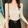 Women's O-neck Slim Stretch Sexy Pullover Hollow Solid Color Sweater BENNYS 