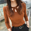 Women's O-neck Slim Stretch Sexy Pullover Hollow Solid Color Sweater BENNYS 