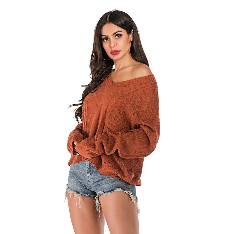 Women's Oversized Ladies Long Sleeve V-neck Casual Sweater BENNYS 