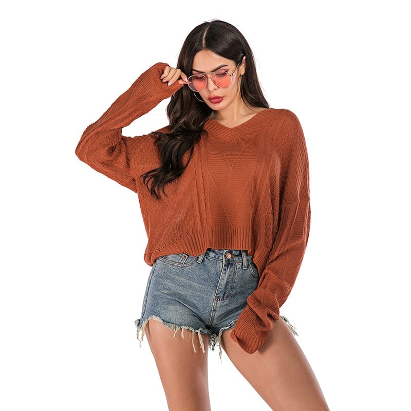 Women's Oversized Ladies Long Sleeve V-neck Casual Sweater BENNYS 