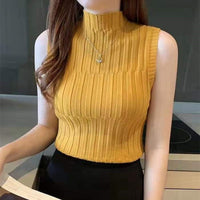 Women's Plain Knitted Tank Tops Female Solid Sleeveless O-Neck T-shirt BENNYS 