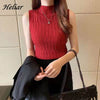 Women's Plain Knitted Tank Tops Female Solid Sleeveless O-Neck T-shirt BENNYS 