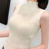 Women's Plain Knitted Tank Tops Female Solid Sleeveless O-Neck T-shirt BENNYS 