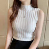 Women's Plain Knitted Tank Tops Female Solid Sleeveless O-Neck T-shirt BENNYS 