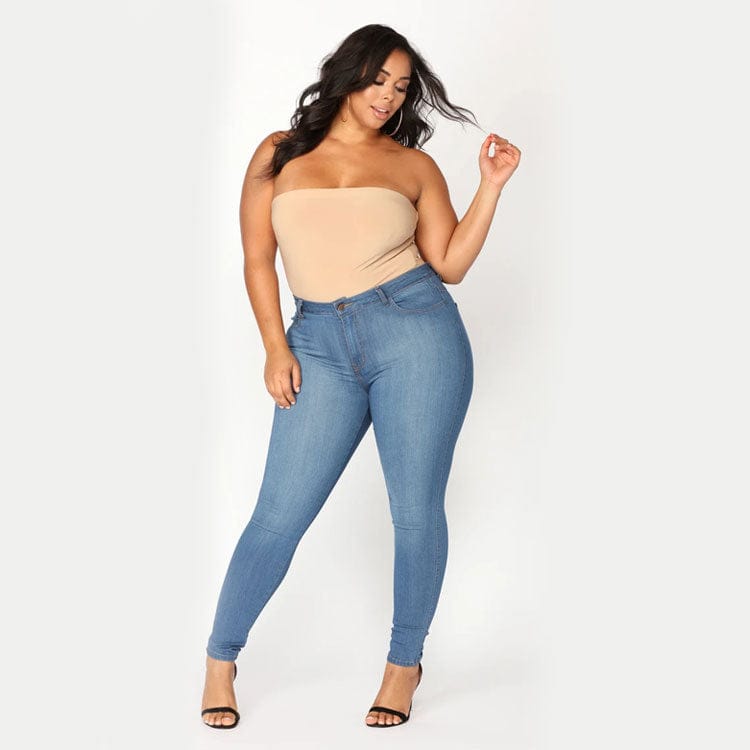 Elastic high best sale waist jeans