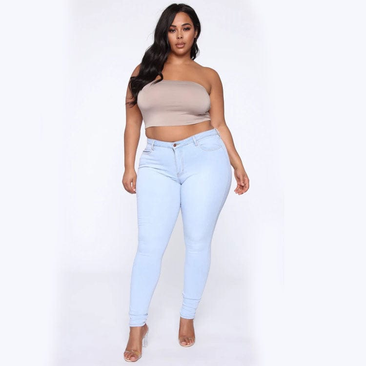 Women's Plus Size Fashion High Elastic Denim Pencil Pants BENNYS 