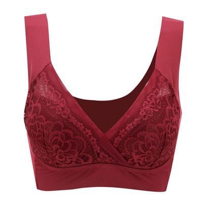 Women's Plus Size Gather Lace Bra Without Steel Ring Decompression Straps BENNYS 