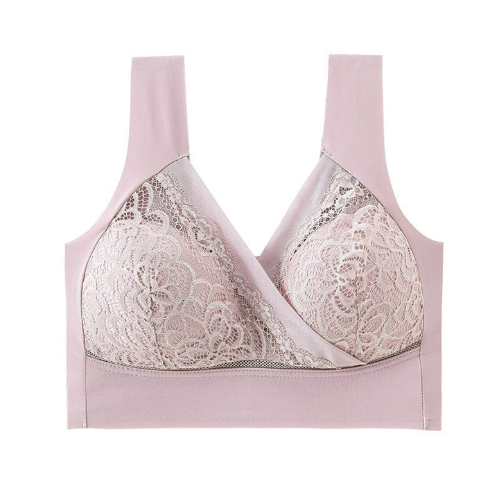 Women's Plus Size Gather Lace Bra Without Steel Ring Decompression Straps BENNYS 