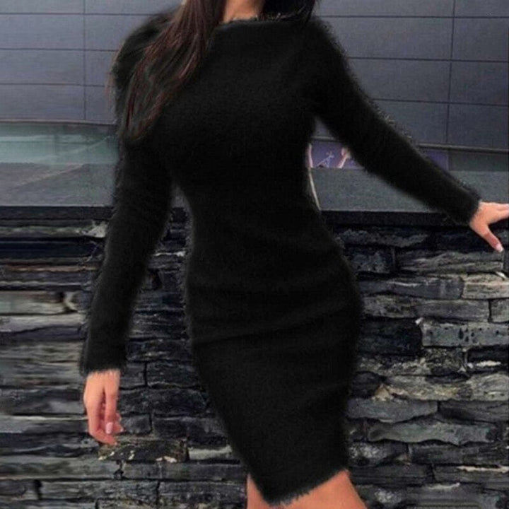 Women's Plush Dress Ladies Slim Long Sleeve Dress BENNYS 