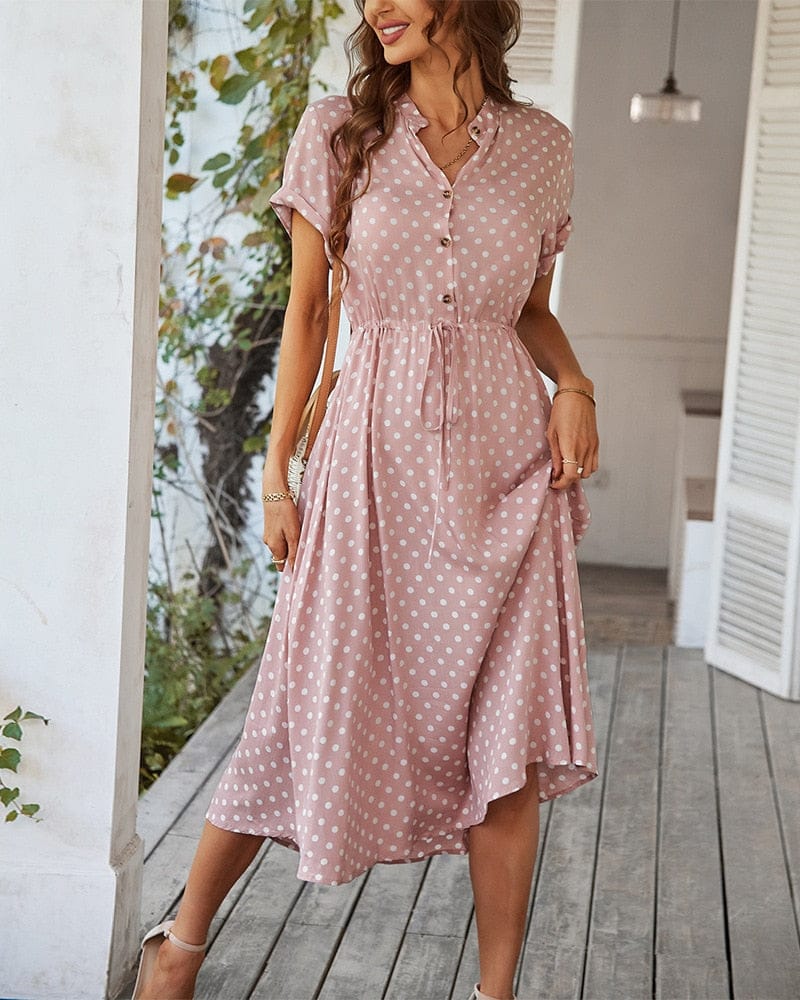 Women's Polka Dot Print Shirt Dress BENNYS 